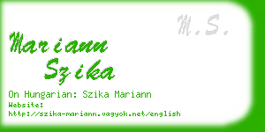 mariann szika business card